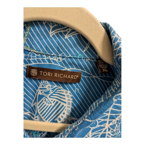 Tori Richard Short Sleeve Button Down Shirt Made In Hawaii All Over Fish Pattern - Picture 3 of 5